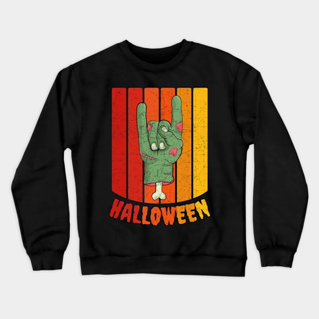 Vintage Retro Distressed Halloween Zombie Hand Scary Costume Crewneck Sweatshirt by heidiki.png